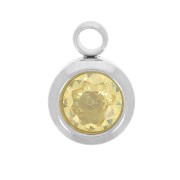 Breloque pierre de naissance 6 mm oxyde zirconium Novembre Acier inox 304L  - Jaune|raw }}