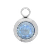 Breloque pierre de naissance 6 mm oxyde zirconium Décembre Acier inox 304L  - Blue|raw }}