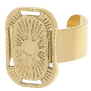 Bague rectangle T.53 à T.57 motif étoile pour cabochon 3 mm - Acier inox 304L Doré|raw }}