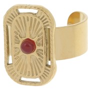 Bague rectangle T.53 à T.57 motif étoile pour cabochon 3 mm - Acier inox 304L Doré