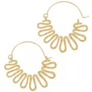 Créoles vagues martelée 34x35 mm - Acier Inoxydable 304L Doré x2