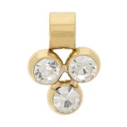 Mini breloque 8x6 mm avec 3 oxydes de zirconium - Acier inoxydable 304L Doré x1