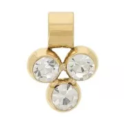 Mini breloque 8x6 mm avec 3 oxydes de zirconium - Acier inoxydable 304L Doré x1