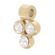 Mini breloque 8x6 mm avec 3 oxydes de zirconium - Acier inoxydable 304L Doré x1