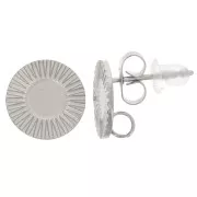 Clous d'oreilles ronds 10 mm texturés pour cabochon 5mm - Acier inoxydable 304L x2