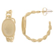 Créoles chaîne 27 mm pour cabochon 14x10 mm - Acier inoxydable 316L Doré x2|raw }}