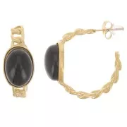 Créoles chaîne 27 mm pour cabochon 14x10 mm - Acier inoxydable 316L Doré x2