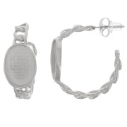 Créoles chaîne 27 mm pour cabochon 14x10 mm - Acier inoxydable 304L x2