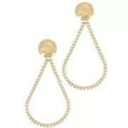 Boucles d'oreilles pendantes gouttes 52x25 mm Acier inox 316L Doré x2