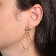Boucles d'oreilles pendantes gouttes 52x25 mm Acier inox 316L Doré x2