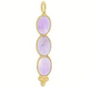 Pendentif long 32x6 mm avec 3 pierres gemmes - Doré à l'or fin - Amethyste x1|raw }}