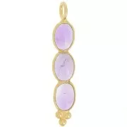 Pendentif long 32x6 mm avec 3 pierres gemmes - Doré à l'or fin - Amethyste x1