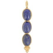 Pendentif long 32x6 mm avec 3 pierres gemmes - Doré à l'or fin - Lapis lazuli x1|raw }}
