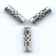 Tubes filigranés 12x4 mm argenté vieilli x6