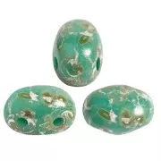 Perles en verre Samos® par Puca® 7x5 mm - Opaque Green Turquoise Rembrandt x10g