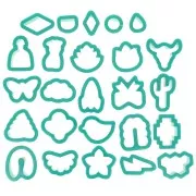 Set de 25 emporte-pièces plastique pour polymère - Animaux - Fleurs et Formes