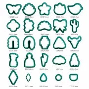 Set de 25 emporte-pièces plastique pour polymère - Animaux - Fleurs et Formes