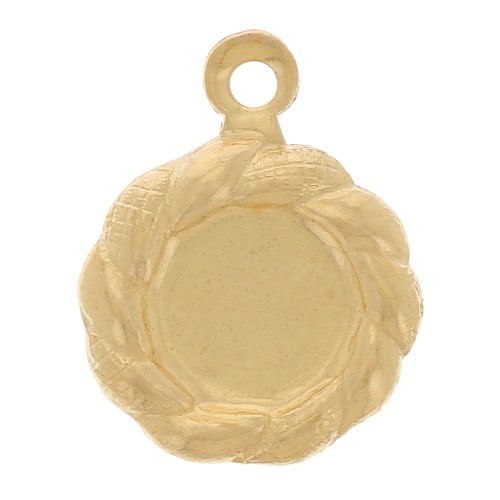 Pendentif rond 9 mm effet tressé pour cabochon 5 mm - Gold filled (or laminé) x1