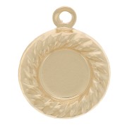 Pendentif rond 9 mm effet corde pour cabochon 5 mm - Gold filled (or laminé) x1|raw }}
