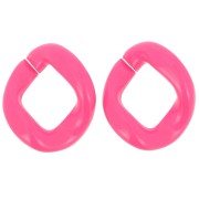 Maillon ovale torsadé en acrylique 39x34 mm - Rose fluo x1