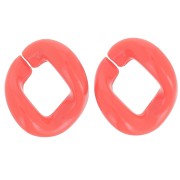 Maillon ovale torsadé en acrylique 21x18 mm - Orange foncé x1