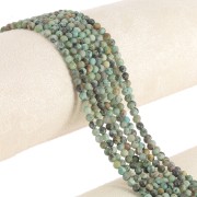 Perles rondes 3.5 mm pierre gemme - Turquoise africaine - Jaspe x39cm