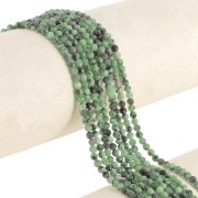 Perles rondes facettées 3 mm pierre gemme - Rubis Zoisite x39cm