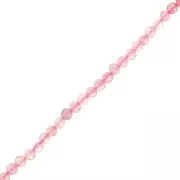 Perles rondes facettées 3 mm pierre gemme - Strawberry Quartz x38cm