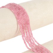 Perles rondes facettées 3 mm pierre gemme - Strawberry Quartz x38cm