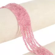 Perles rondes facettées 3 mm pierre gemme - Strawberry Quartz x38cm