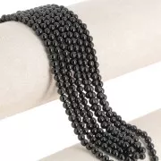 Perles rondes 4 mm pierre gemme - Spinelle noir x36cm