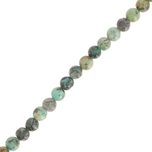 Perles rondes 4 mm pierre gemme - Turquoise africaine - Jaspe x39cm