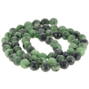Perles rondes facettées 6 mm pierre gemme  - Rubis Zoisite x37cm