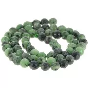 Perles rondes facettées 6 mm pierre gemme  - Rubis Zoisite x37cm