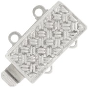 Fermoir rectangle 2 rangs à clipser 13x9.5 mm - motif tressage - White Bronze x1