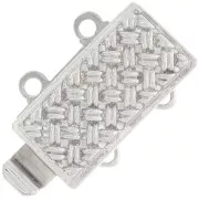 Fermoir rectangle 2 rangs à clipser 13x9.5 mm - motif tressage - White Bronze x1