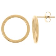Boucles d'oreilles cercle évidé 18 mm - Acier inoxydable 304L Doré x2|raw }}