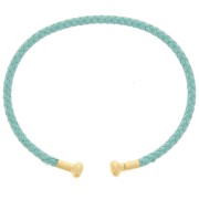 Bracelet jonc cordon torsadé avec embout dévissable - Vert d'eau - Doré à l'or fin|raw }}