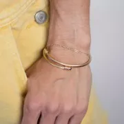 Bracelet jonc torsadé 3.8 mm avec embout dévissable - Acier inox 304 Doré x23.5cm