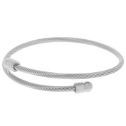 Bracelet jonc torsadé 3.8 mm avec embout dévissable - Acier inoxydable 304 x23.5cm|raw }}
