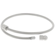 Bracelet jonc torsadé 3.8 mm avec embout dévissable - Acier inoxydable 304 x23.5cm