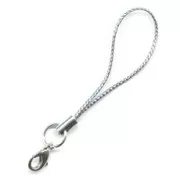 Attache pour téléphone portable avec mousqueton et dragonne couleur Argenté x1