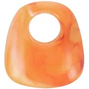 Pendentif trapèze en résine translucide 23x21 mm - Abricot marbré x1