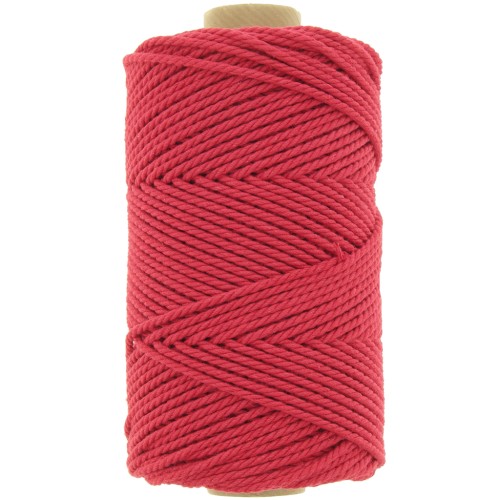Bobine de cordon en coton pour macramé 2 mm - Rouge x100m