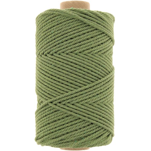 Bobine de cordon en coton pour macramé 2 mm - Vert eucalyptus x100m