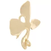 Pendentif intercalaire fleur orchidée texturé 15x13 mm - Doré à l'or fin x1