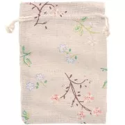 Pochon en polycoton effet jute 95x140 mm motif floral - Beige - Multicolore x1