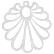 Pendentif coquillage évidé en acrylique 28x26 mm - Blanc nacré x1|raw }}