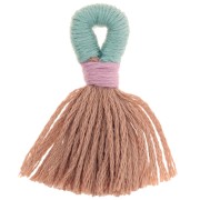 Grand pompon en coton avec attache 43 mm - Marron - Vert sauge x1|raw }}