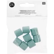 Set de 8 perles tubes en bois gros trou 17 mm pour macramé - Turquoise